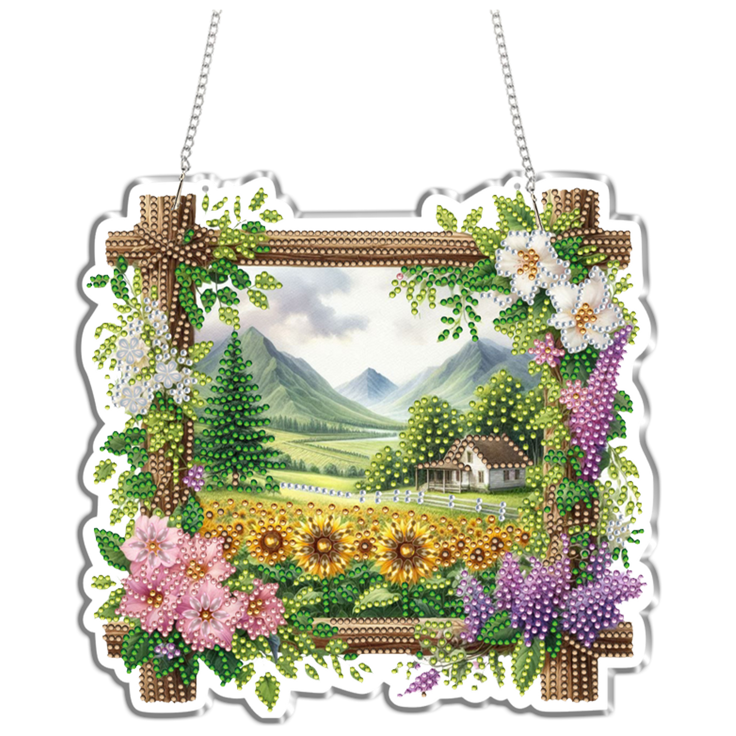 Rural Fields 2D Flat DIY Diamond Painting Kits Window Hanging for Home Decor