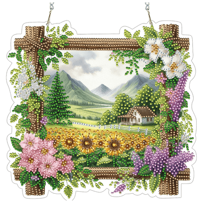 Rural Fields 2D Flat DIY Diamond Painting Kits Window Hanging for Home Decor