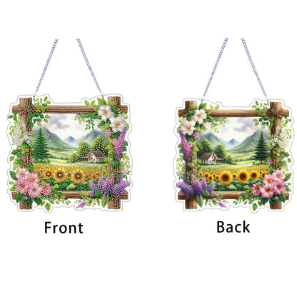 Rural Fields 2D Flat DIY Diamond Painting Kits Window Hanging for Home Decor