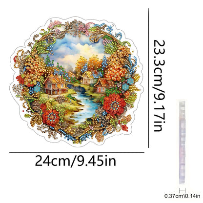 Country Stream 2D Flat DIY Diamond Painting Kits Window Hanging for Home Decor