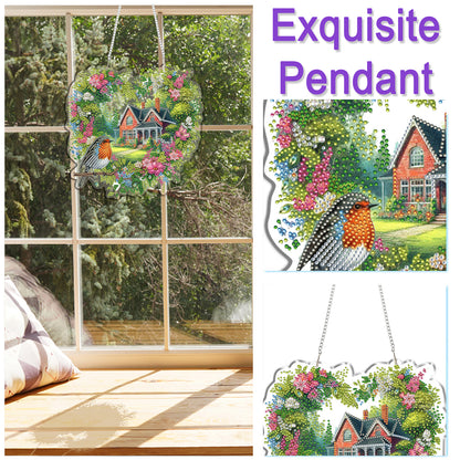 Cabin in The Woods 2D Flat DIY Diamond Painting Kits Window Hanging Home Decor
