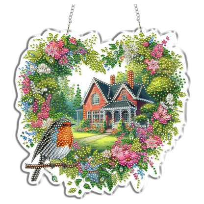 Cabin in The Woods 2D Flat DIY Diamond Painting Kits Window Hanging Home Decor