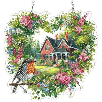 Cabin in The Woods 2D Flat DIY Diamond Painting Kits Window Hanging Home Decor