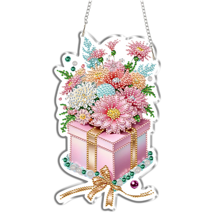Flower Gifts 2D Flat DIY Diamond Painting Kits Window Hanging for Home Decor