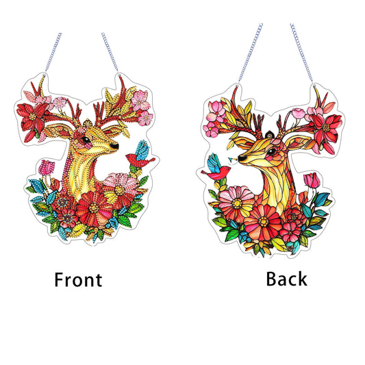Elk 2D Flat DIY Diamond Painting Kit Window Hanging DIY Home Decor Hanging Charm