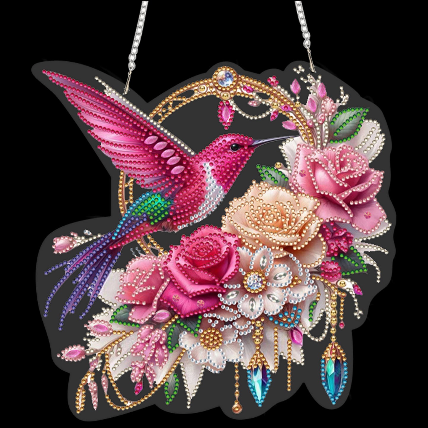 Hummingbird Flowers 2D Flat DIY Diamond Painting Kits Window Hanging Home Decor