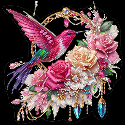 Hummingbird Flowers 2D Flat DIY Diamond Painting Kits Window Hanging Home Decor
