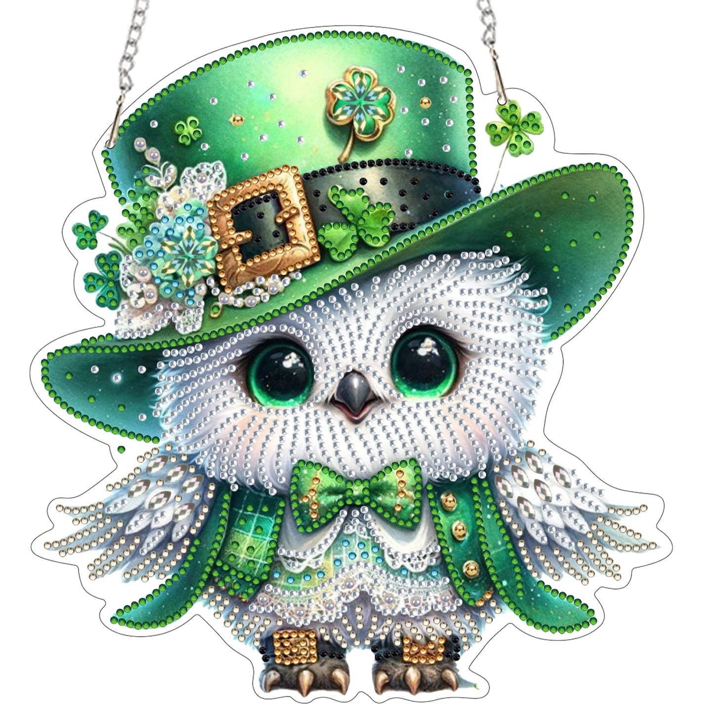 Four-Leaf Clover Owl 2D Flat DIY Diamond Painting Kits Window Hanging Home Decor