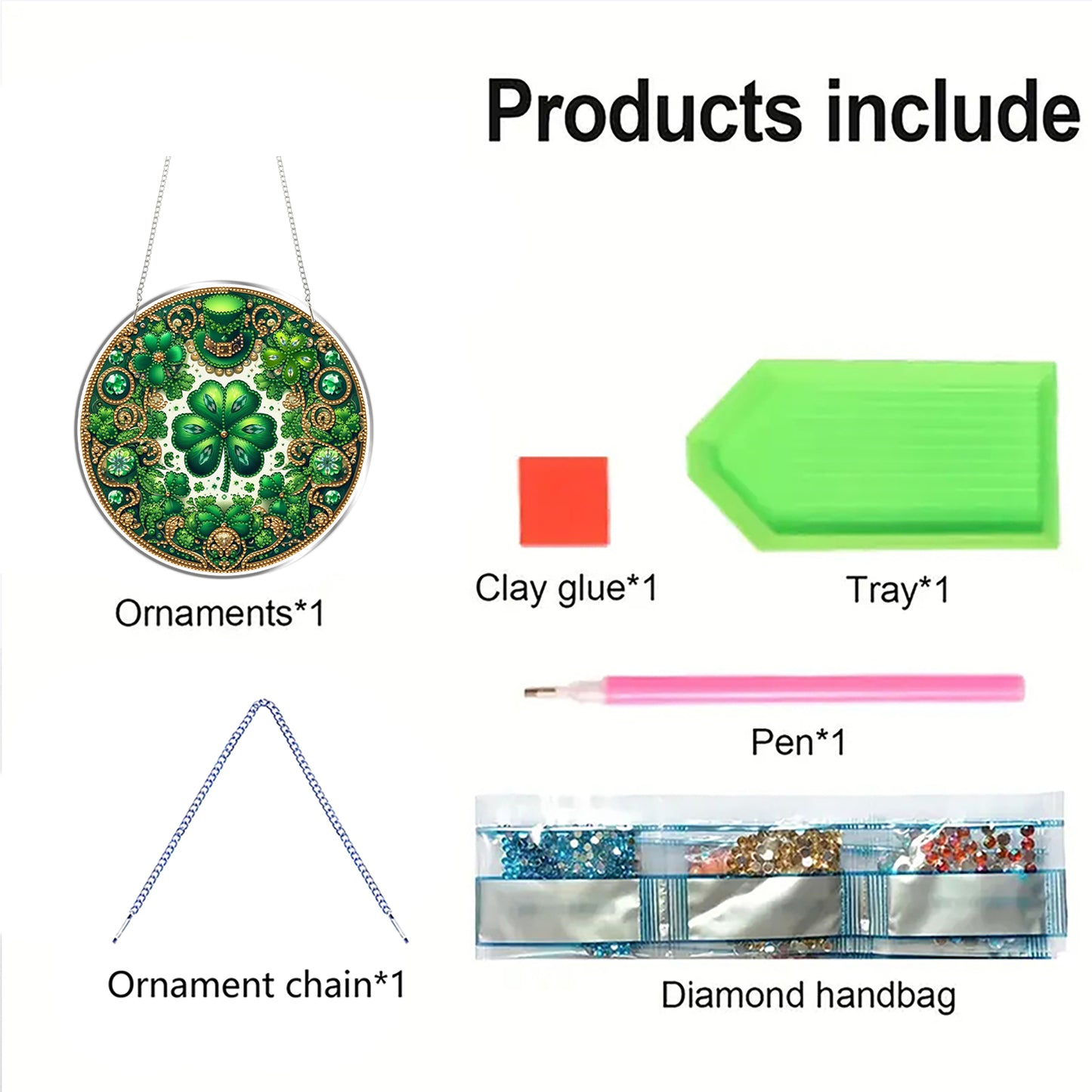 Four-Leaf Clover 2D Flat DIY Diamond Painting Kits Window Hanging for Home Decor