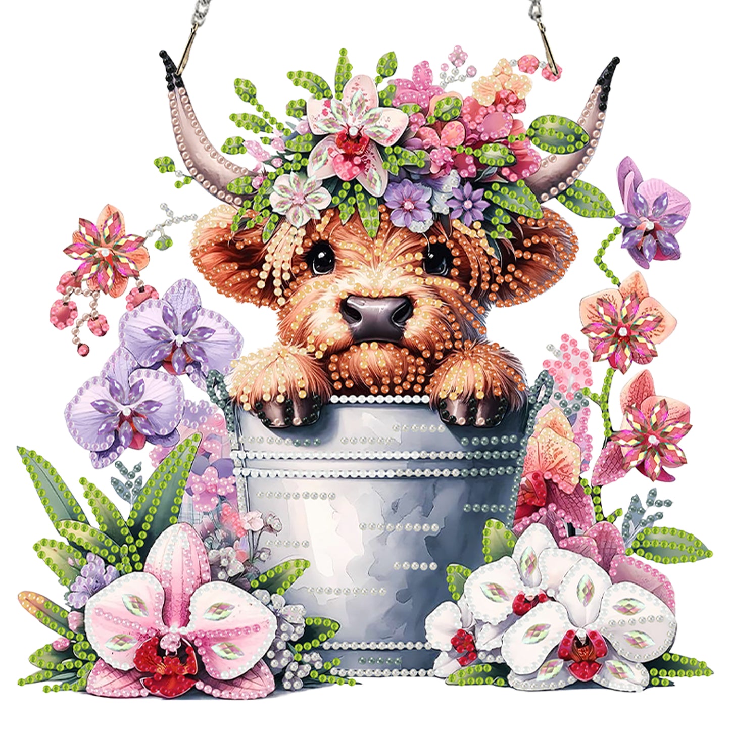 Cow 2D Flat DIY Acrylic Diamond Painting Kits Window Hanging for Home Decor