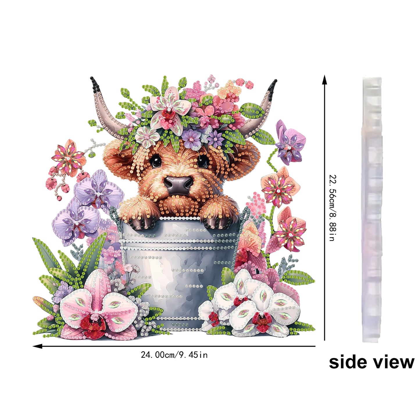 Cow 2D Flat DIY Acrylic Diamond Painting Kits Window Hanging for Home Decor