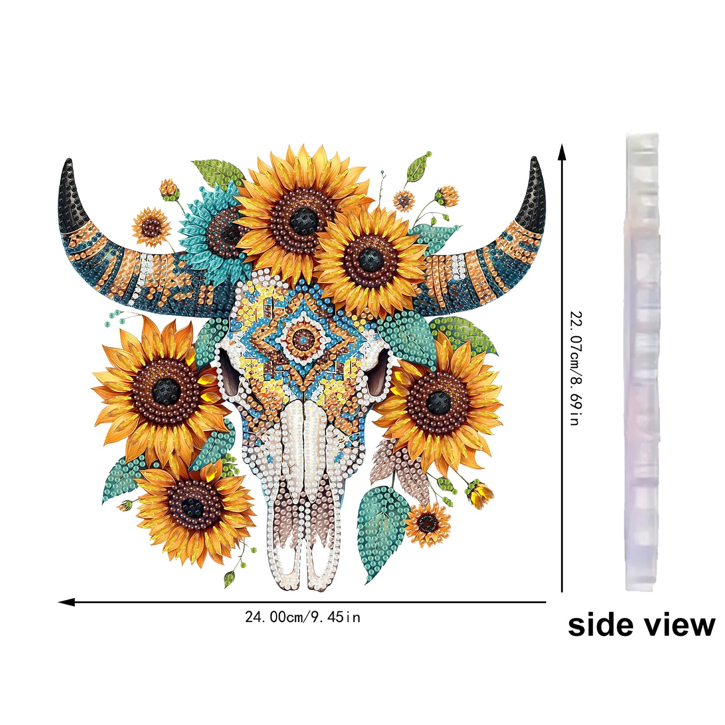Cow Sunflower 2D Flat DIYAcrylic Diamond Painting Kit Window Hanging Home Decor