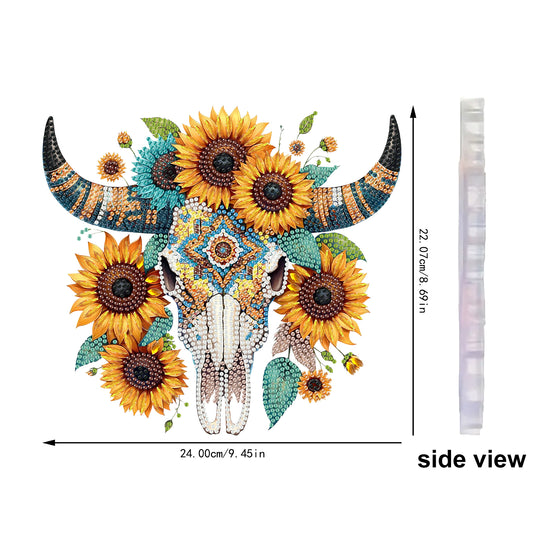 Cow Sunflower 2D Flat DIYAcrylic Diamond Painting Kit Window Hanging Home Decor