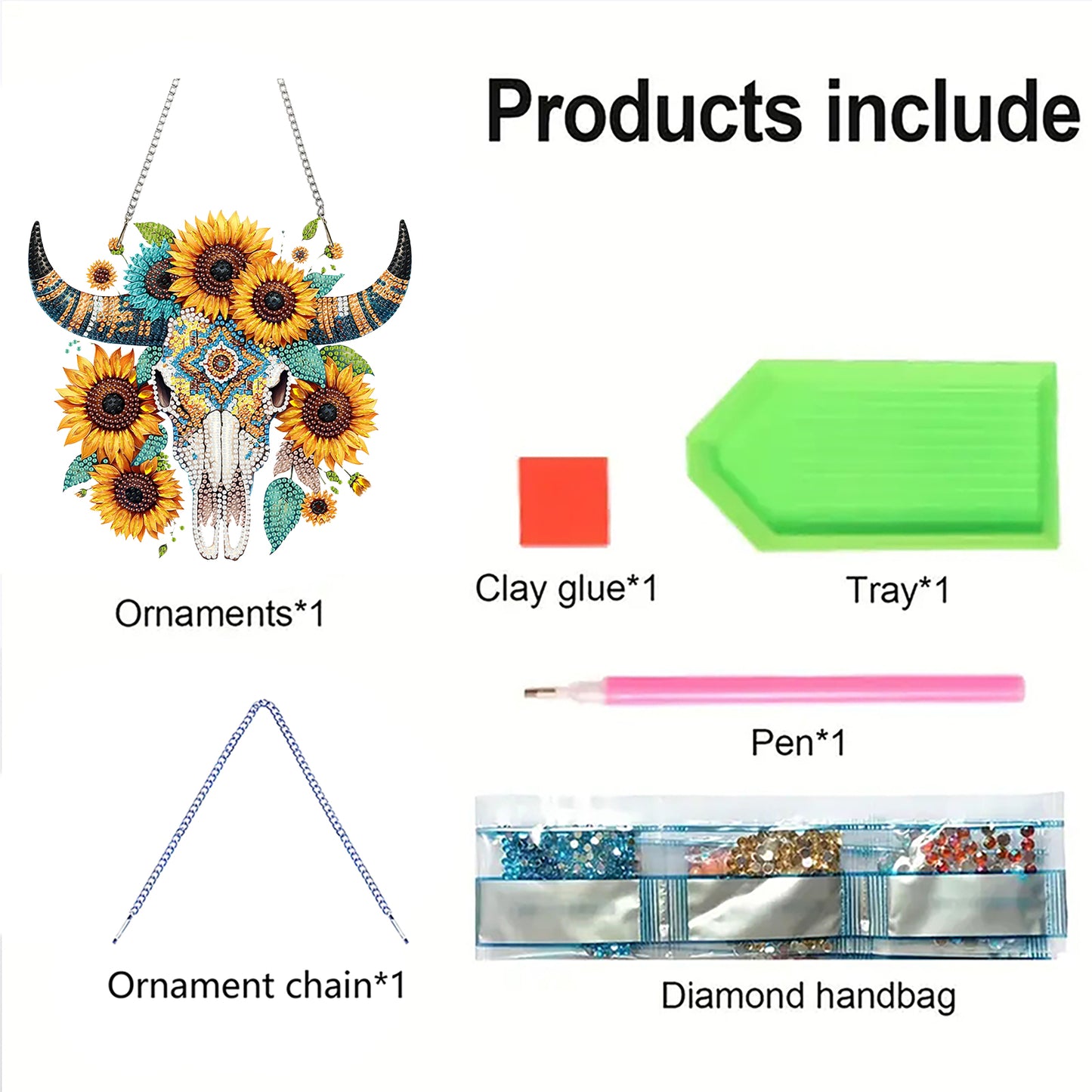 Cow Sunflower 2D Flat DIYAcrylic Diamond Painting Kit Window Hanging Home Decor