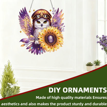Owl Sunflower 2D Flat DIY Acrylic Diamond Painting Kit Window Hanging Wall Decor