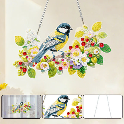 Birds 2D Flat DIY Acrylic Diamond Painting Kits Window Hanging for Home Decor