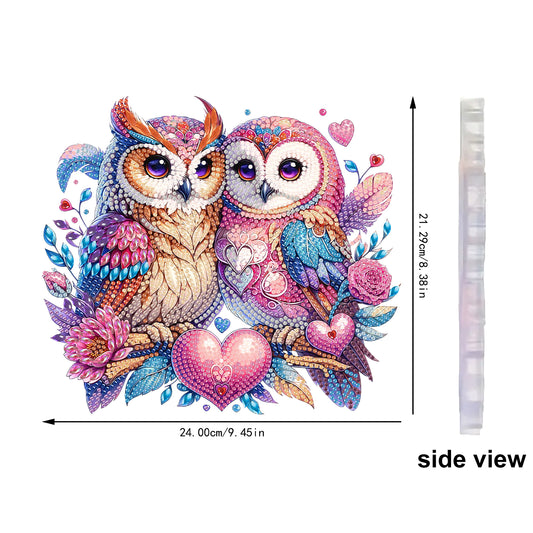 Owl Heart 2D Flat DIY Acrylic Diamond Painting Kits Window Hanging Home Decor