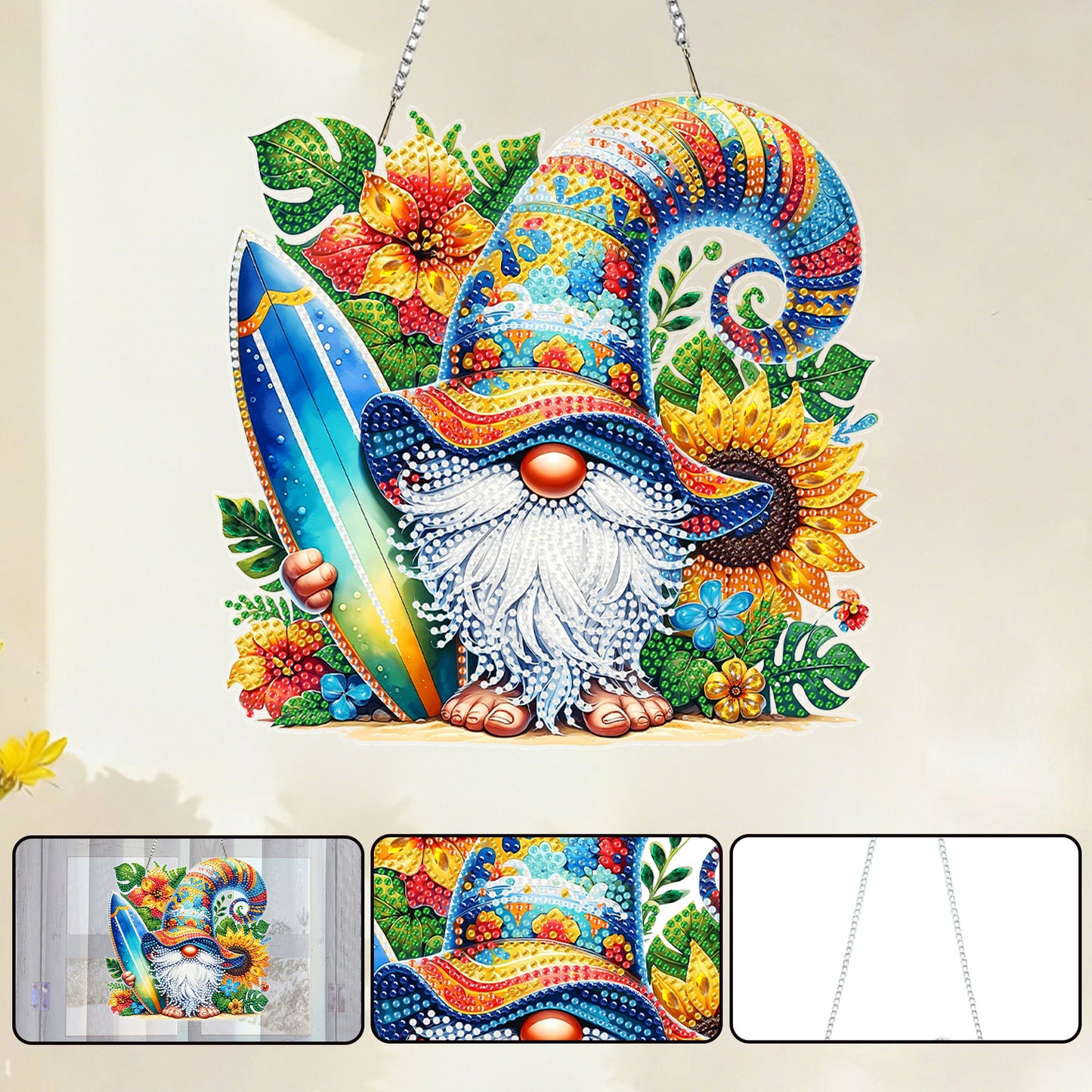 Surfing Goblin 2DFlat DIY Acrylic Diamond Painting Kit Window Hanging Wall Decor