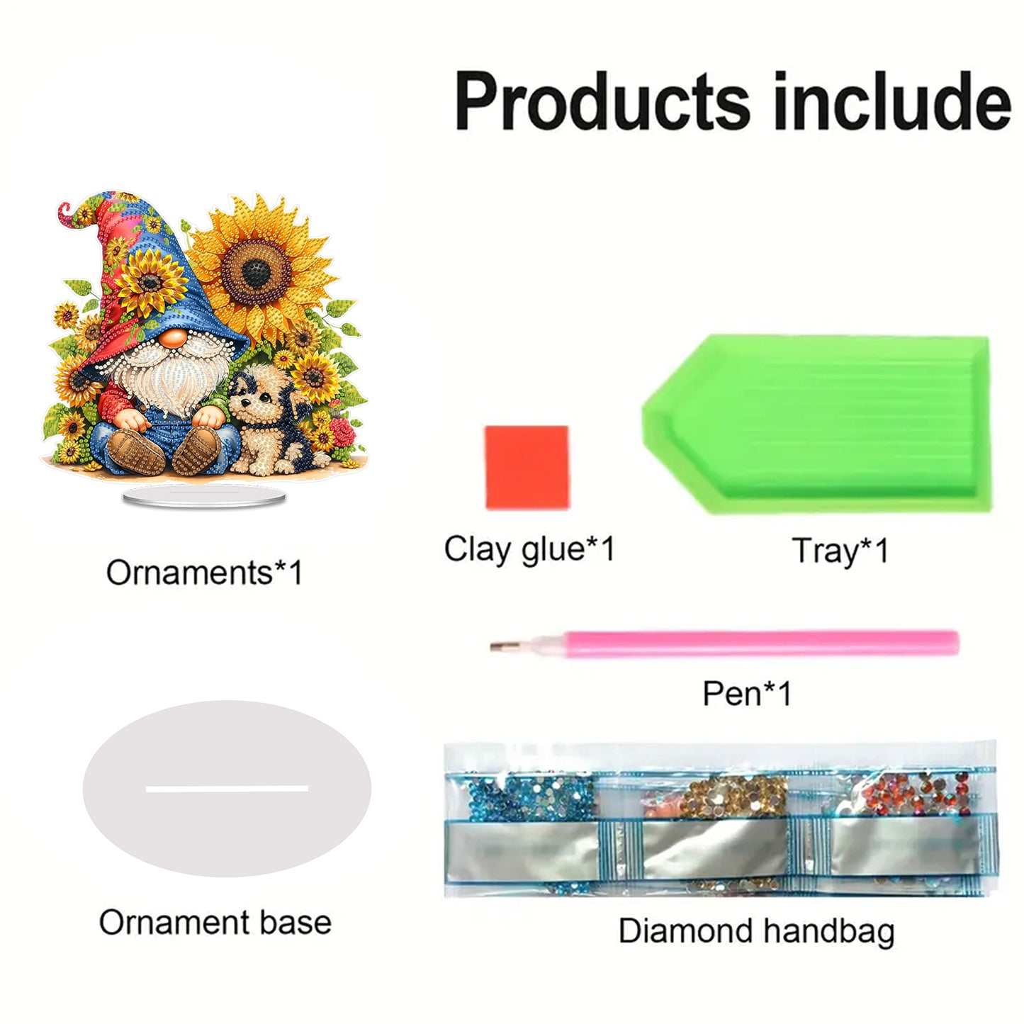 Acrylic 2D Flat Goblins Sunflower DIY Table Top Diamond Painting Ornament Kits