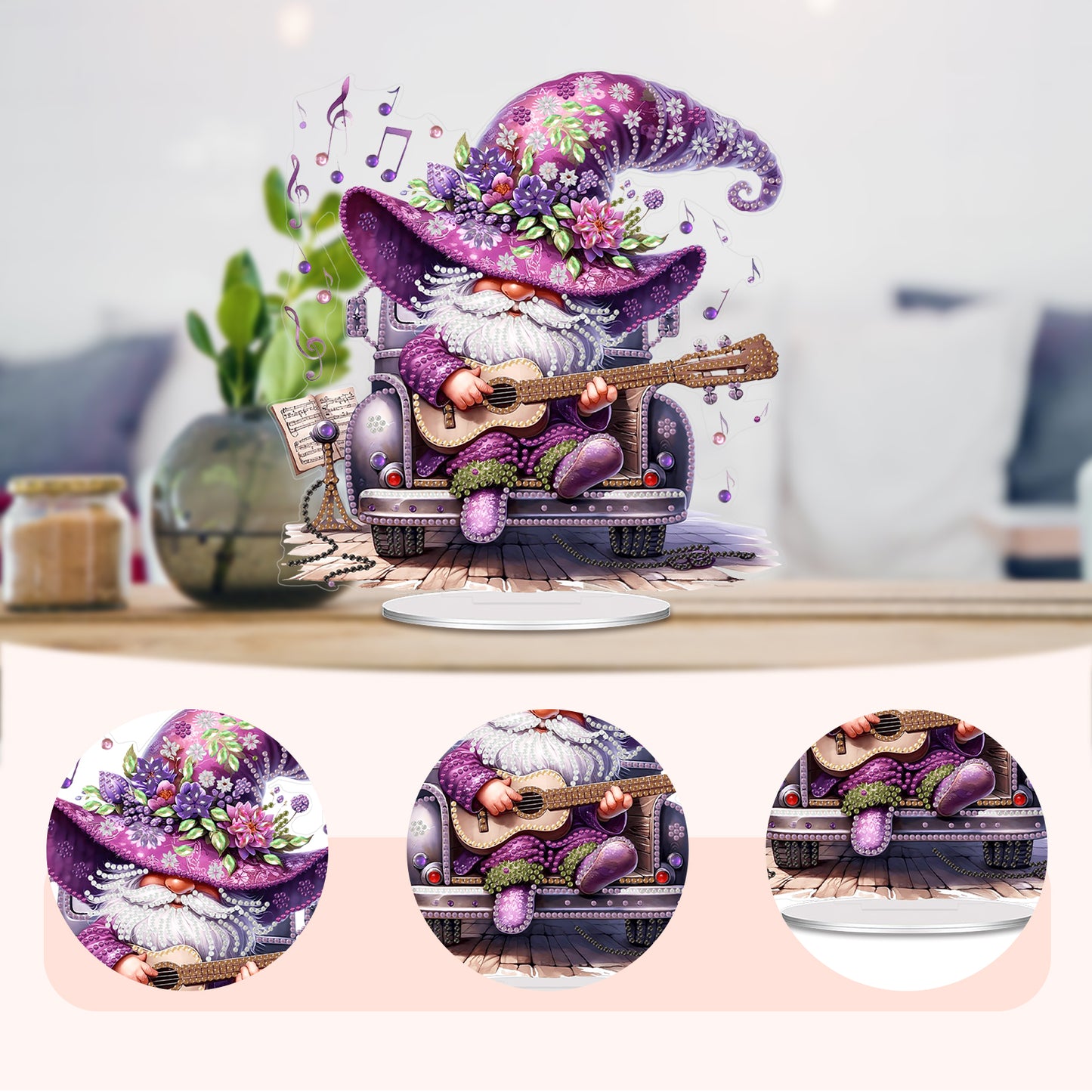 Acrylic 2D Flat Purple Goblin Guitar DIY Table Top Diamond Painting Ornament Kit
