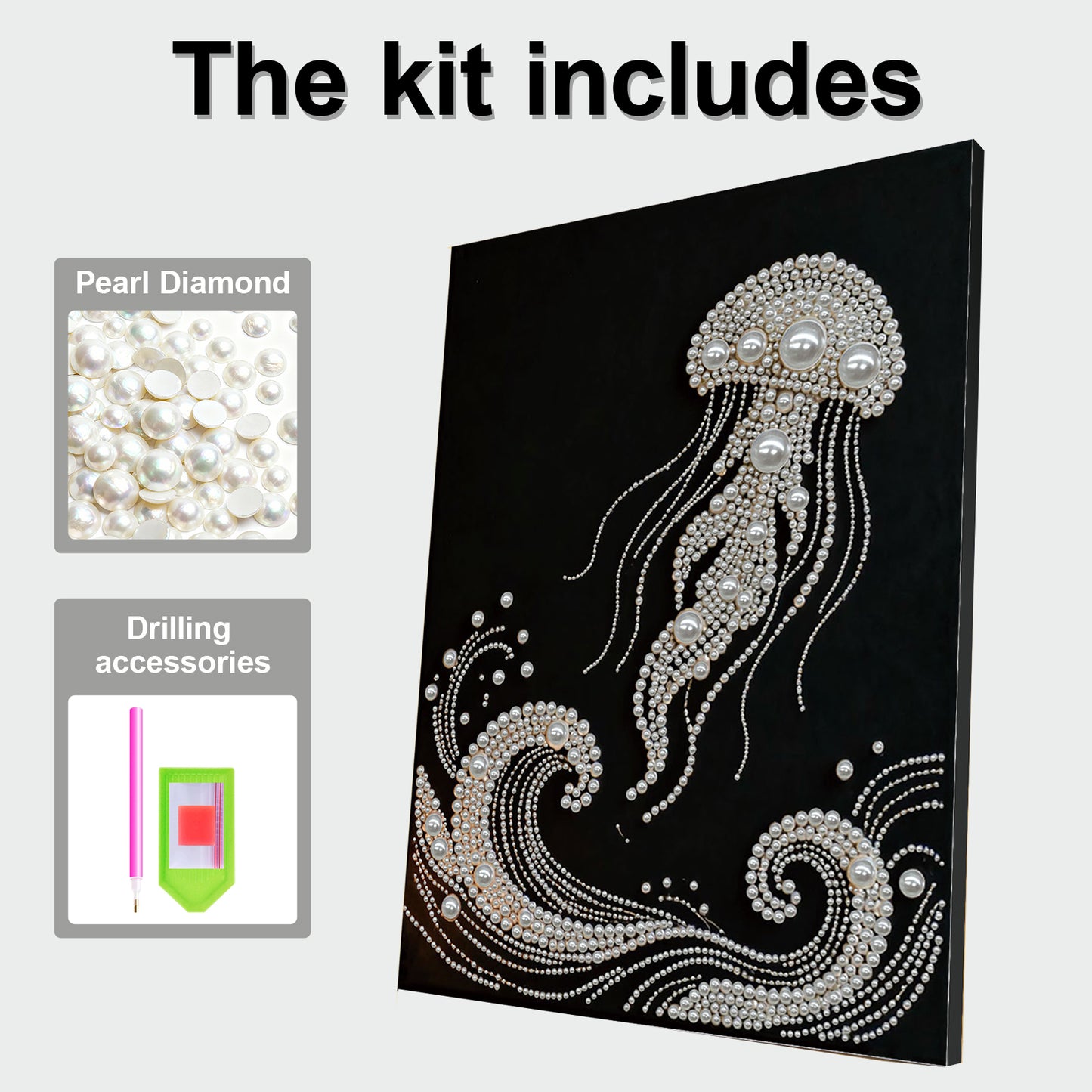 Jellyfish - DIY Pearl Gem Art Diamond Painting Kits With Framefor Home Decor -30x40cm