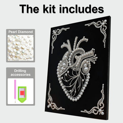 Heart - DIY Pearl Gem Art Diamond Painting Kits With Framefor Home Decor -30x40cm