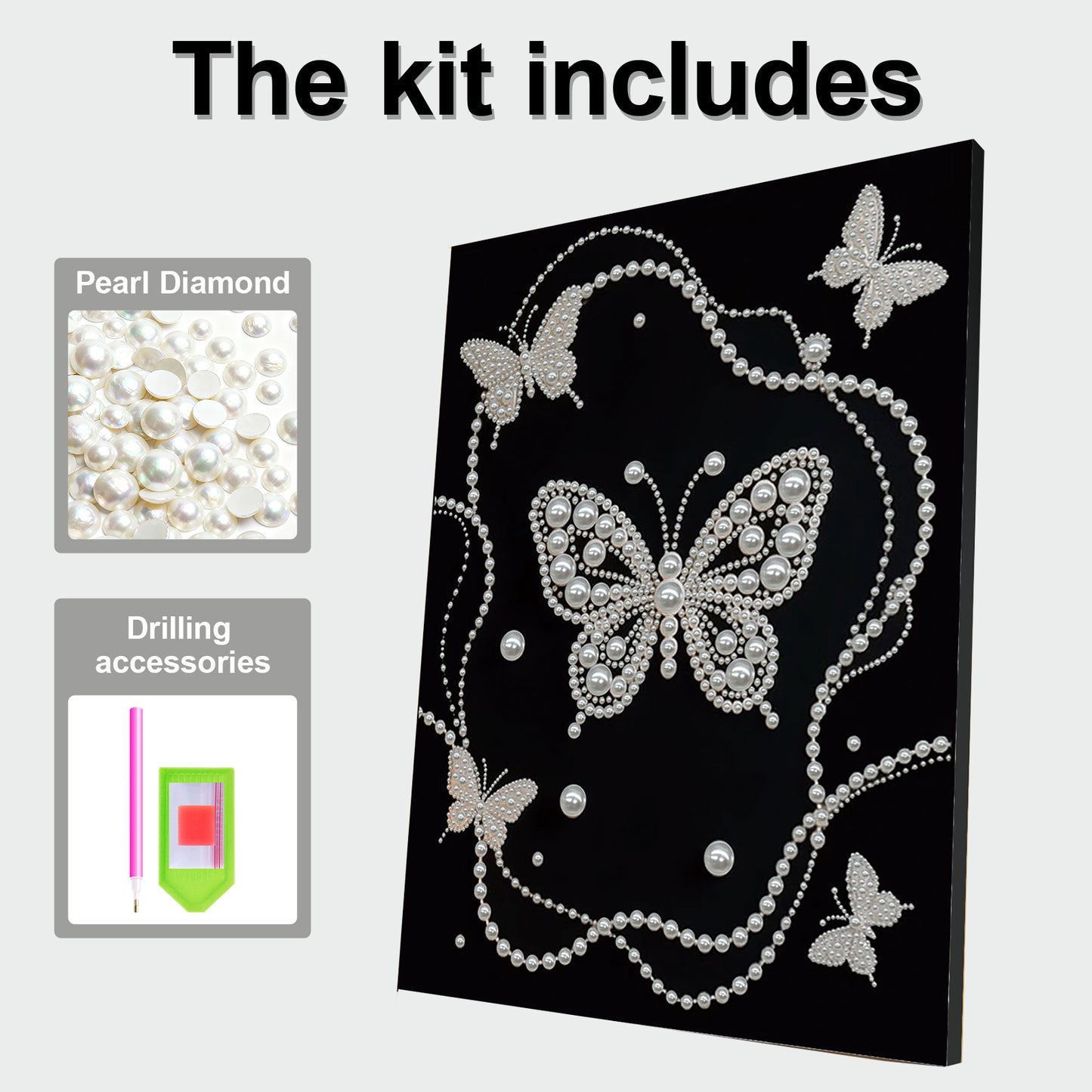 Butterfly - DIY Pearl Gem Art Diamond Painting Kits With Framefor Home Decor -30x40cm