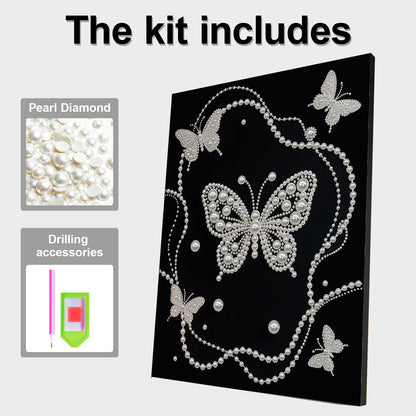 Butterfly - DIY Pearl Gem Art Diamond Painting Kits With Framefor Home Decor -30x40cm