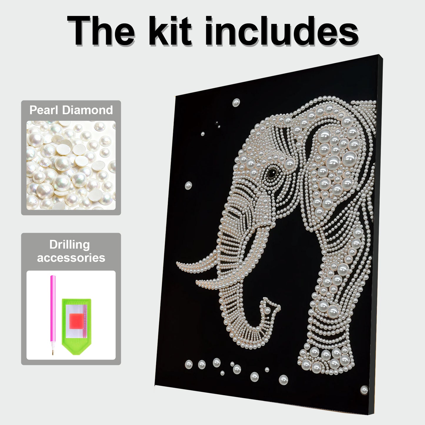 Elephants - DIY Pearl Gem Art Diamond Painting Kits With Framefor Home Decor -30x40cm