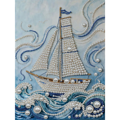 Sailboat - DIY Pearl Gem Art Diamond Painting Kits With Framefor Home Decor -30x40cm