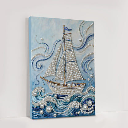 Sailboat - DIY Pearl Gem Art Diamond Painting Kits With Framefor Home Decor -30x40cm