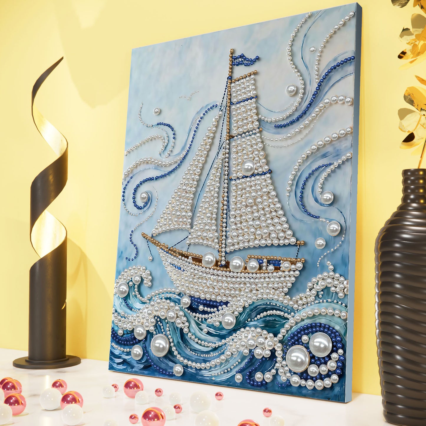 Sailboat - DIY Pearl Gem Art Diamond Painting Kits With Framefor Home Decor -30x40cm