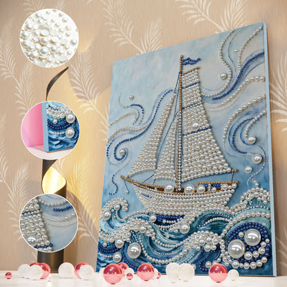 Sailboat - DIY Pearl Gem Art Diamond Painting Kits With Framefor Home Decor -30x40cm