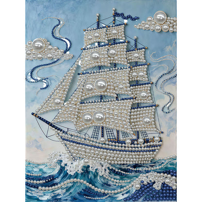 Sailboat - DIY Pearl Gem Art Diamond Painting Kits With Framefor Home Decor -30x40cm