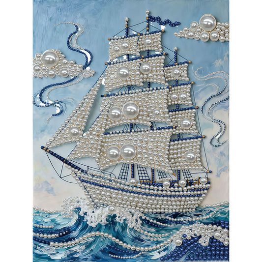 Sailboat - DIY Pearl Gem Art Diamond Painting Kits With Framefor Home Decor -30x40cm