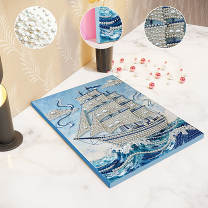 Sailboat - DIY Pearl Gem Art Diamond Painting Kits With Framefor Home Decor -30x40cm