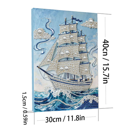 Sailboat - DIY Pearl Gem Art Diamond Painting Kits With Framefor Home Decor -30x40cm