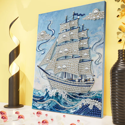 Sailboat - DIY Pearl Gem Art Diamond Painting Kits With Framefor Home Decor -30x40cm
