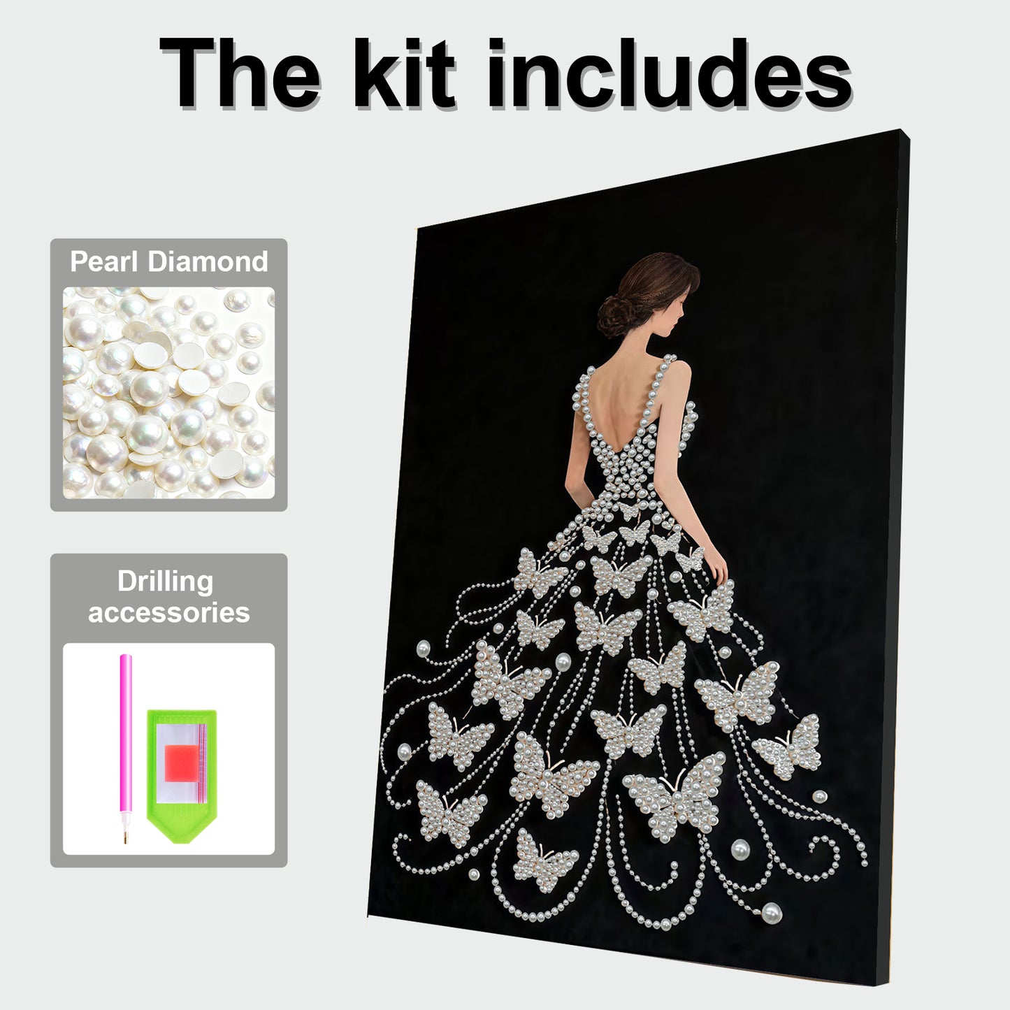 Girl - DIY Pearl Gem Art Diamond Painting Kits With Framefor Home Decor -30x40cm