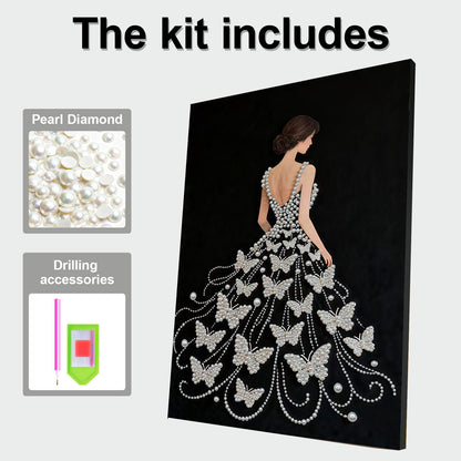 Girl - DIY Pearl Gem Art Diamond Painting Kits With Framefor Home Decor -30x40cm