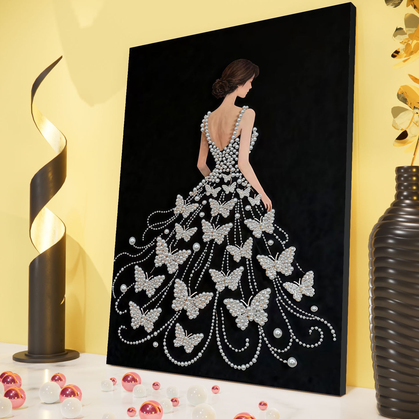 Girl - DIY Pearl Gem Art Diamond Painting Kits With Framefor Home Decor -30x40cm
