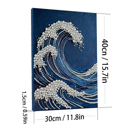 Wave - DIY Pearl Gem Art Diamond Painting Kits With Framefor Home Decor -30x40cm