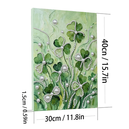 Lucky Four-Leaf Clover - DIY Pearl Gem Art Diamond Painting Kits With Framefor Home Decor -30x40cm