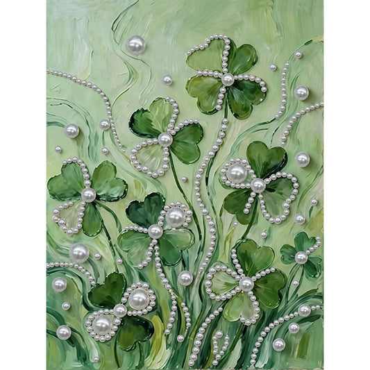 Lucky Four-Leaf Clover - DIY Pearl Gem Art Diamond Painting Kits With Framefor Home Decor -30x40cm