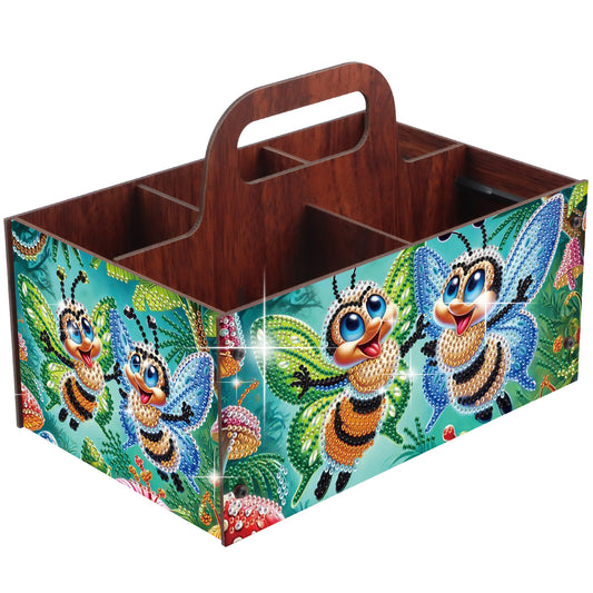 Bee DIY Wooden Diamond Art Painting Storage Box with Handheld Home Decor