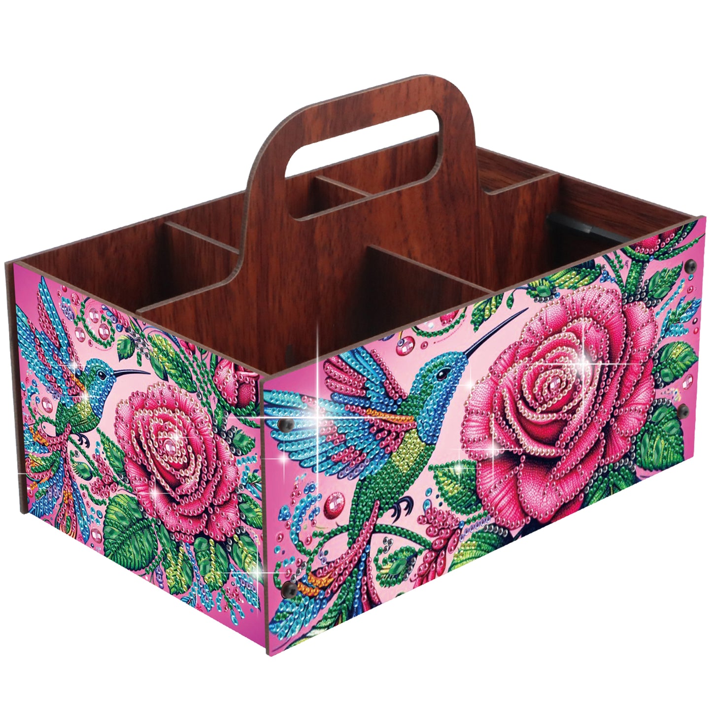 Rose DIY Wooden Diamond Art Painting Storage Box with Handheld Home Decor
