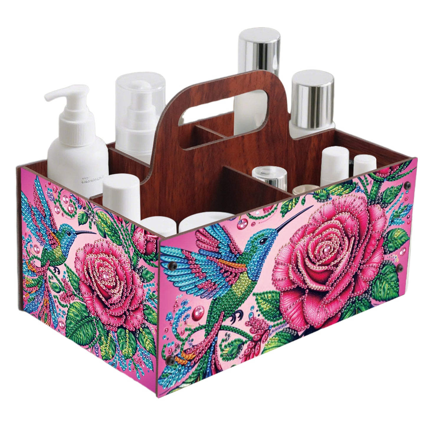 Rose DIY Wooden Diamond Art Painting Storage Box with Handheld Home Decor