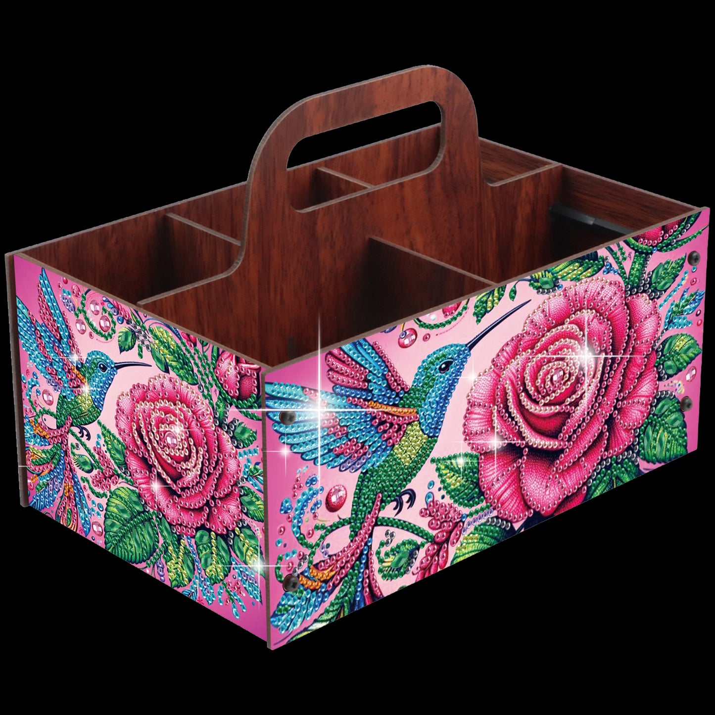 Rose DIY Wooden Diamond Art Painting Storage Box with Handheld Home Decor