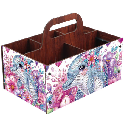 Dolphin DIY Wooden Diamond Art Painting Storage Box with Handheld Home Decor