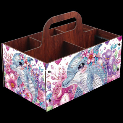 Dolphin DIY Wooden Diamond Art Painting Storage Box with Handheld Home Decor
